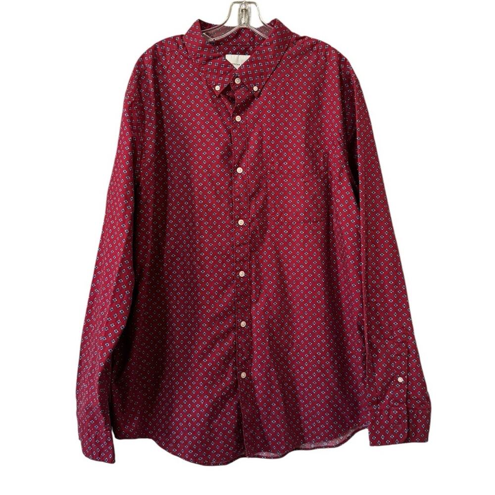 American Eagle Men Size XXL Long Sleeve Button Down‎ Shirt Cotton Red Preppy